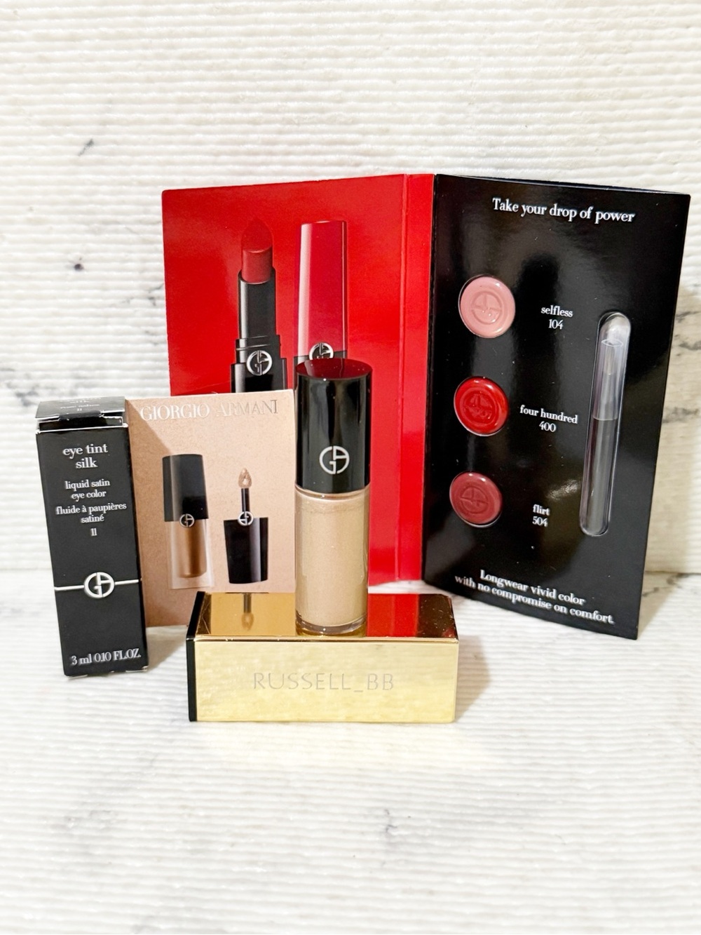 Giorgio Armani Travel Size Eye Tint Silk Eyeshadow & Lip Power 3 Color Sample